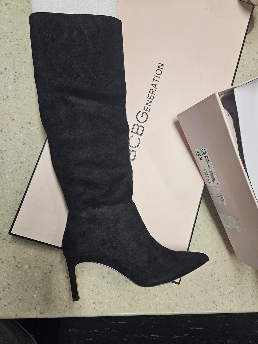 BCBGeneration Black Knee-High Pointed Toe Stiletto Boots